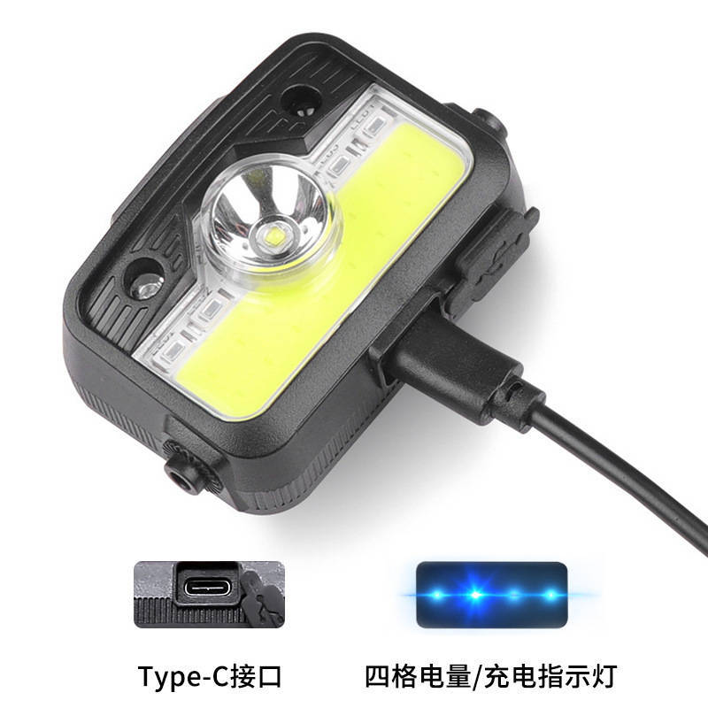 LED感应头戴头灯Type-c充电户外夜骑夜钓便携照明远射王头灯电筒