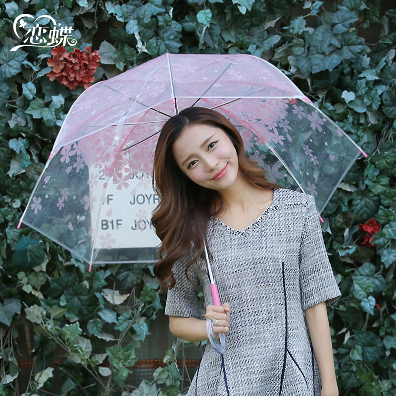 櫻花加厚透明雨傘 日系小清新長柄傘韓版學生傘男女創意廣告雨傘
