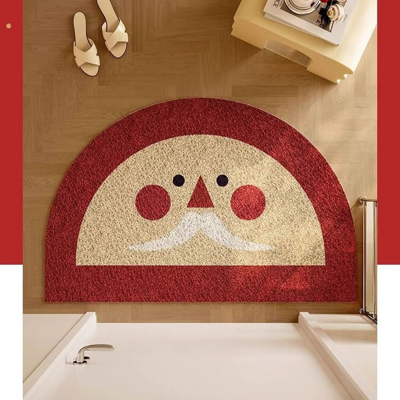 圣诞卡通入户地垫红色氛围玄关丝圈地垫耐脏防滑入户门口家用脚垫,淘宝优惠券,粉丝福利购,淘宝优惠卷