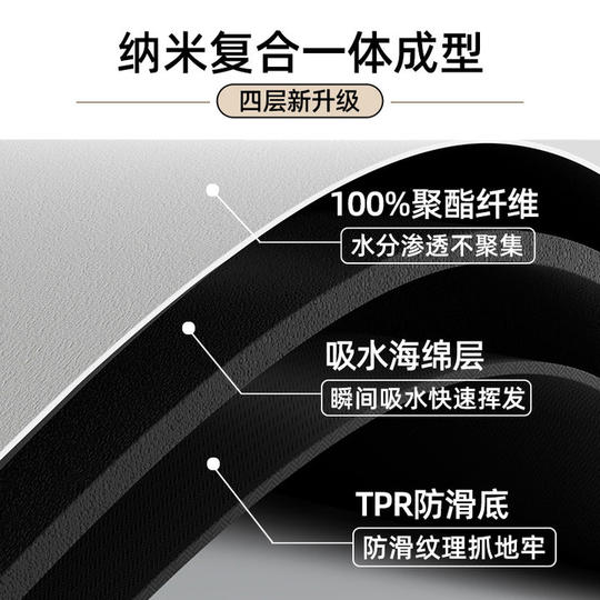 Wood grain bathroom absorbent mat bathroom door diatom mud foot mat quick-drying non-slip floor mat bathroom toilet carpet