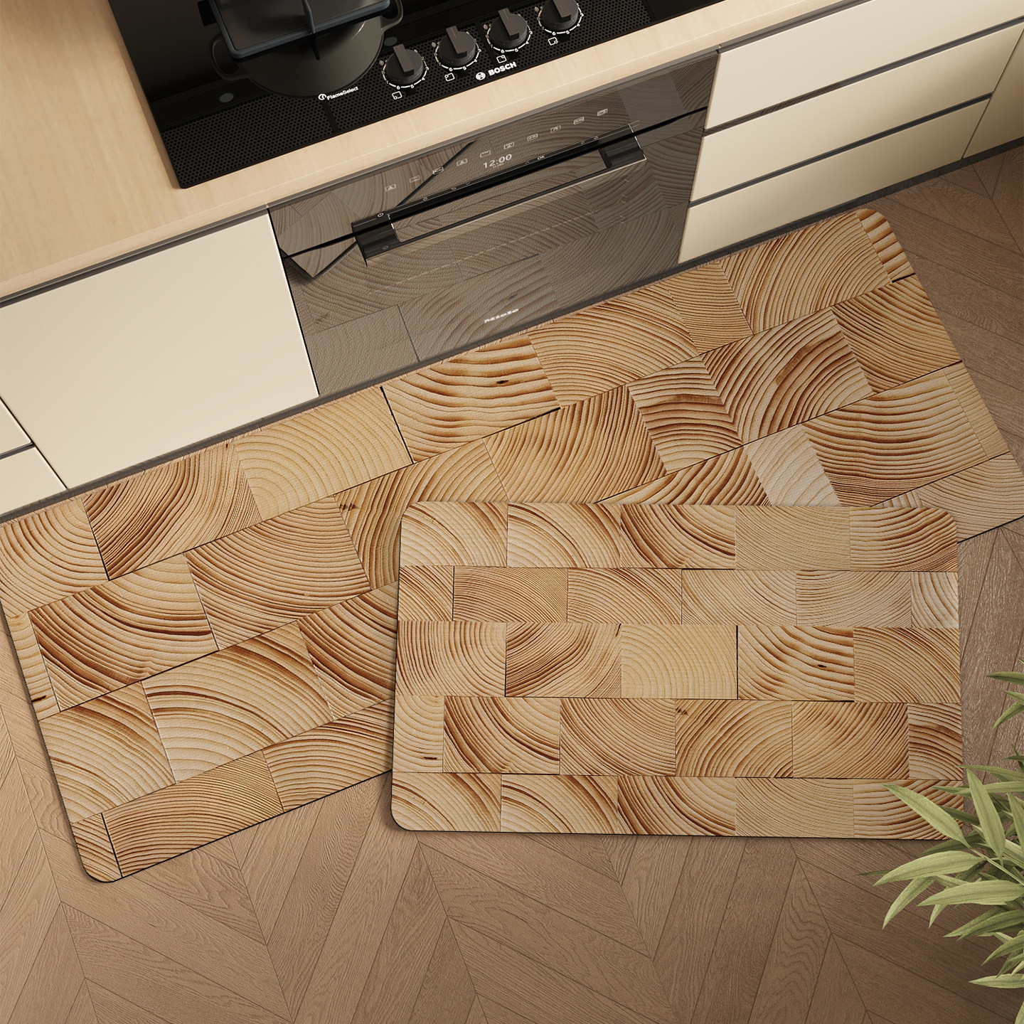 Imitation wood grain kitchen floor mats, carpet mats, special floor mats, wipeable, washable, water-absorbent kitchen non-slip and anti-oil floor mats for home use
