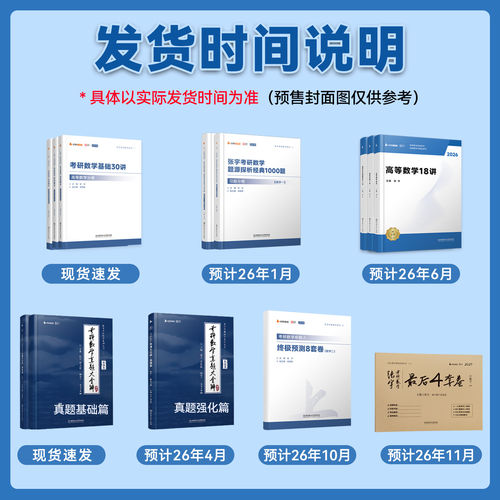 张宇2027考研数学基础30讲题源1000题一千题强化36讲8+4套卷高数线代概率论数学一二三全家桶书课一体网课视频张宇2027 - 图0