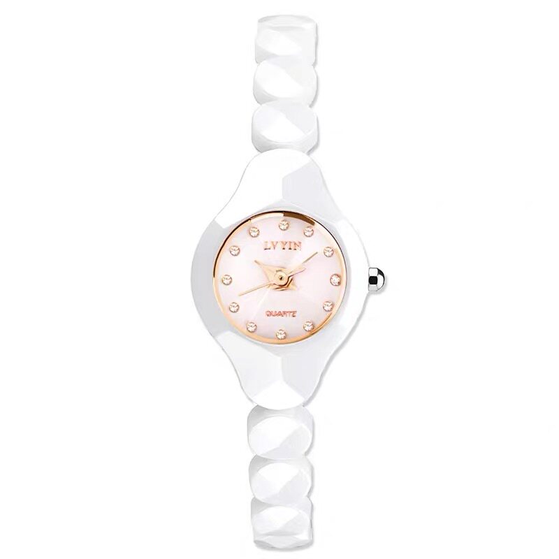 陶瓷女士简约气质潮流防水风石英表 绿茵日晷国产腕表