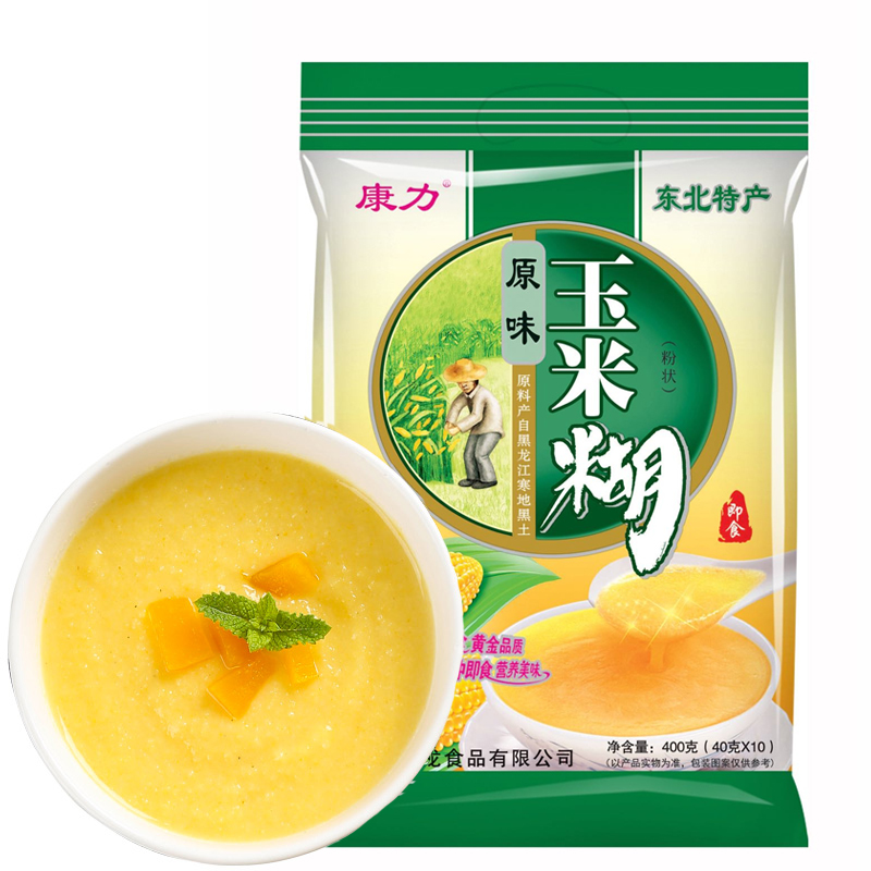 5袋*400g康力原味玉米糊多口味糊五谷杂粮粥粉早餐即食速食玉米粉 - 图0