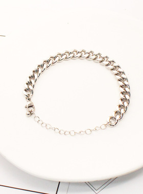 欧美男士钛钢手链六面磨古巴手链简约个性手饰潮人土酷饰品厂