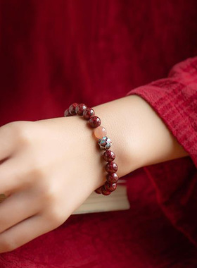 天然正品朱砂手链紫金砂串珠帝王砂手串太阳石转运珠现货