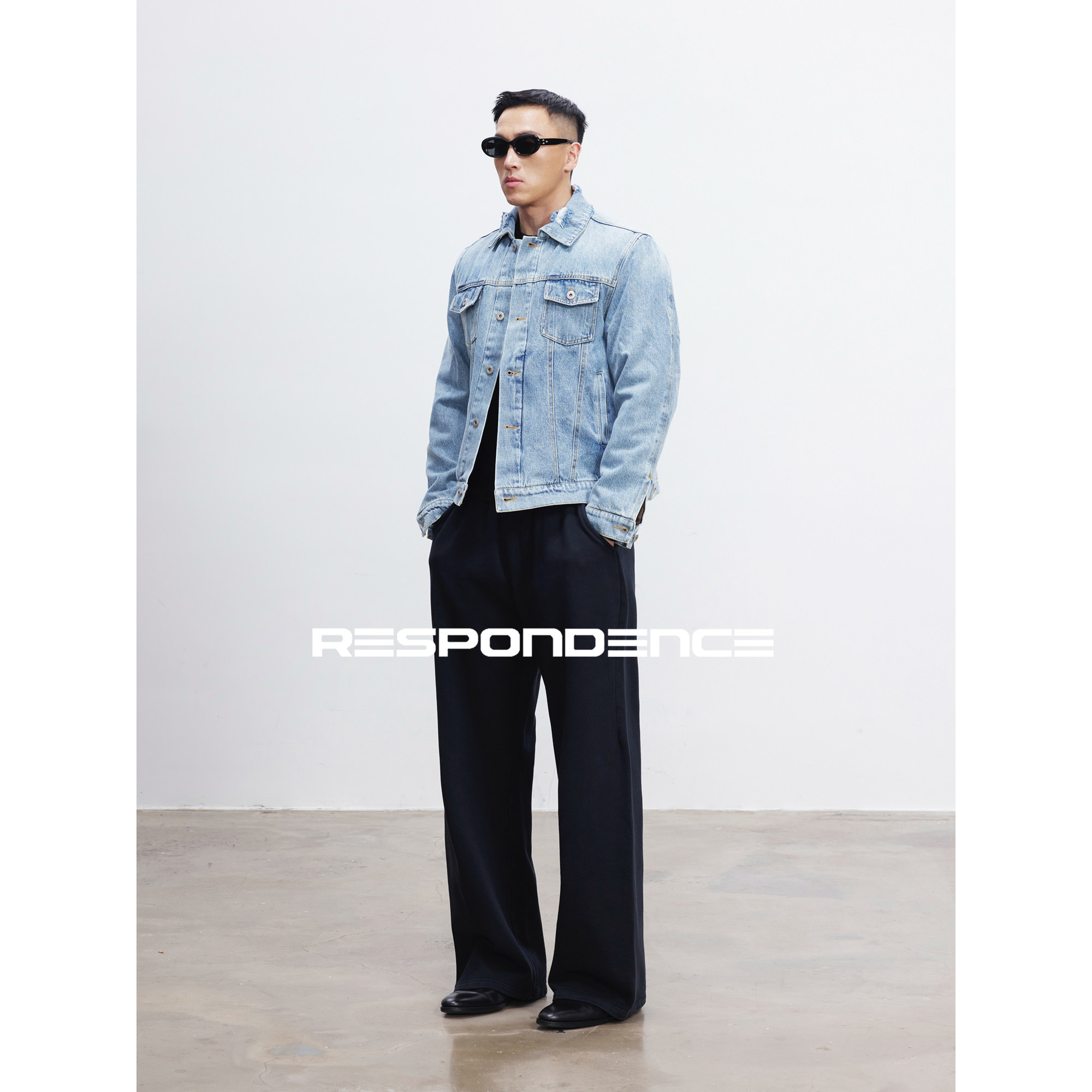 RESPONDENCE 水洗做旧浅蓝牛仔夹克Vintage破坏修身冰蓝外套,淘宝优惠券,粉丝福利购,淘宝优惠卷