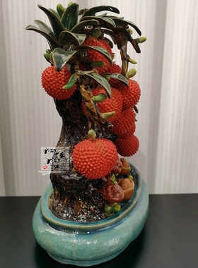 非遗客厅荔枝盆陶瓷鉴赏新中式