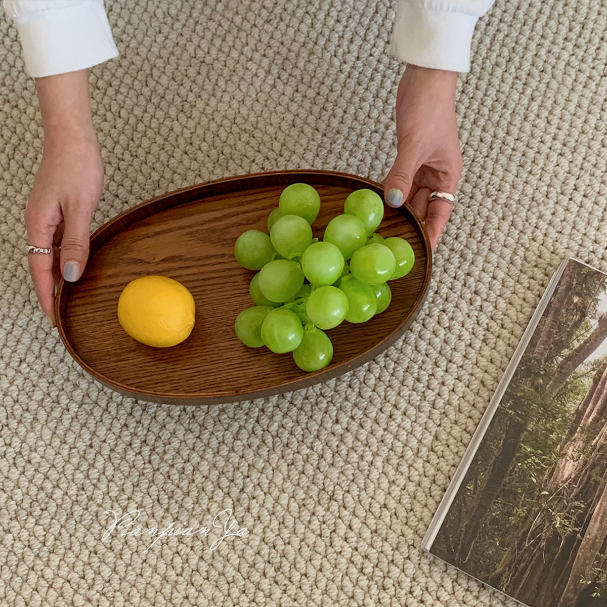 复古实木餐用托盘不规则椭圆形家用早餐甜品盘饰品收纳盘摆拍装饰,淘宝优惠券,粉丝福利购,淘宝优惠卷