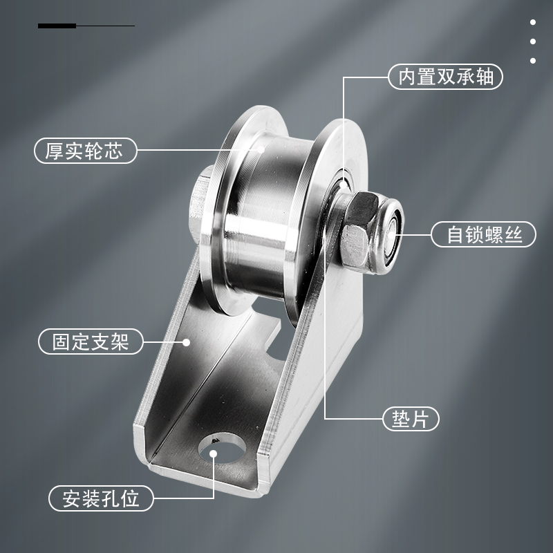 不锈钢304轨道轮轴承U型定滑轮V型移门滑轮H型起重钢丝绳大门小轮 - 图1