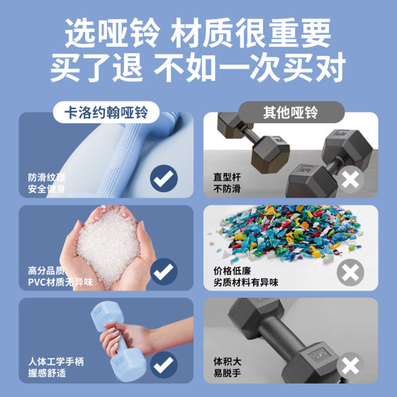 哑铃男士健身家用器材5kg一对杠铃3公斤女士青少年练臂肌力量训练