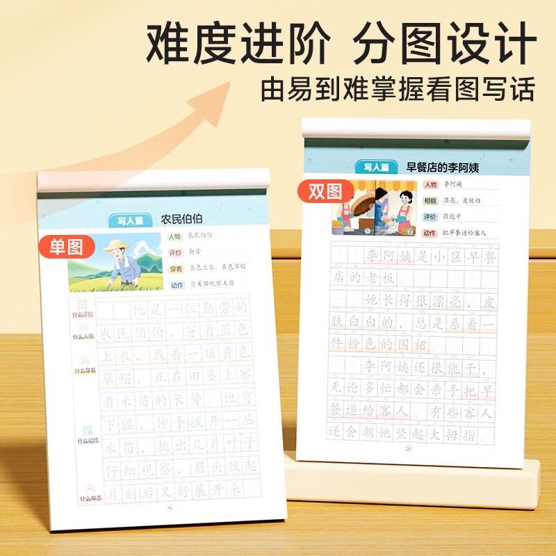 时光学看图写话练字帖小学生一二年级上下册练字帖每日一练范文积累幼小衔接小学语文同步生字抄写本专项训练儿童笔画笔顺临摹练习