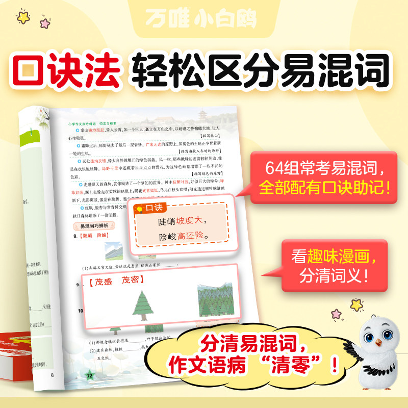官方正版万唯小白鸥小学作文加分好词归类与积累1-6年级满分公式积累词语大全分类词汇训练高频词语速查手册重叠词学习专项训练书