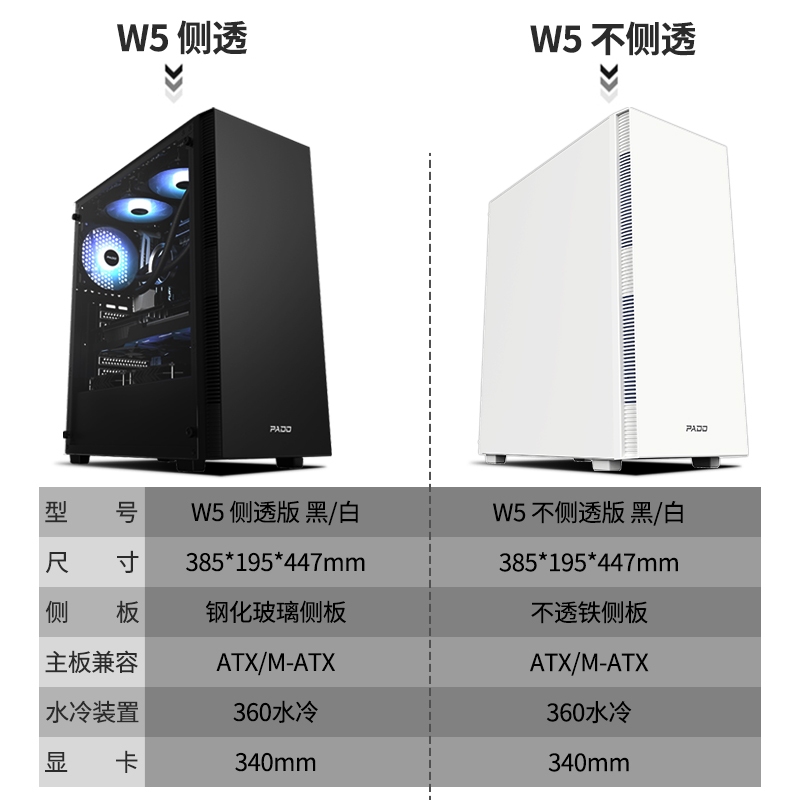 半岛铁盒W5机箱台式电脑主机箱不侧透ATX大主板中塔风冷办公商务 - 图0