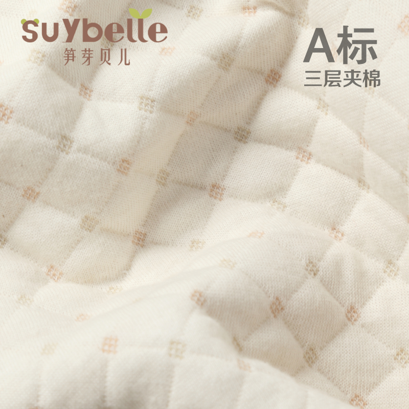 婴儿夹棉包屁衣秋冬季新生宝宝加厚三角哈衣连体纯棉冬款保暖内衣 - 图2