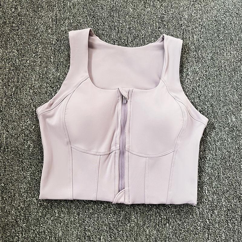 大码收副乳前拉链运动背心女高强度跑步健身训练内衣长款外穿文胸 - 图0