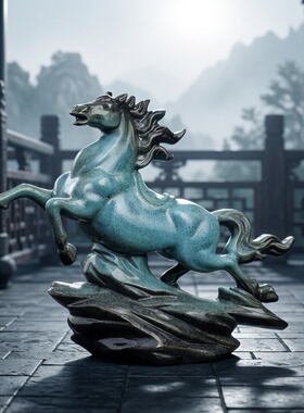 马到成功红色马招财陶瓷摆件