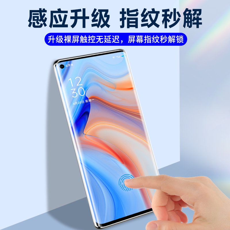 适用opporeno4pro钢化膜reno4pro手机膜全胶uv全屏覆盖reno4曲面oppo防窥保护贴膜por高清防爆rone4水凝 - 图2