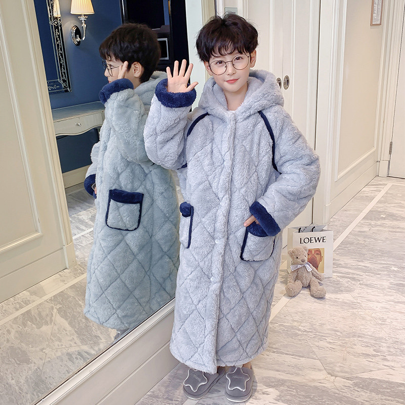 男童睡袍儿童睡衣冬季珊瑚绒加厚款三层夹棉秋冬天男孩法兰绒浴袍,淘宝优惠券,粉丝福利购,淘宝优惠卷