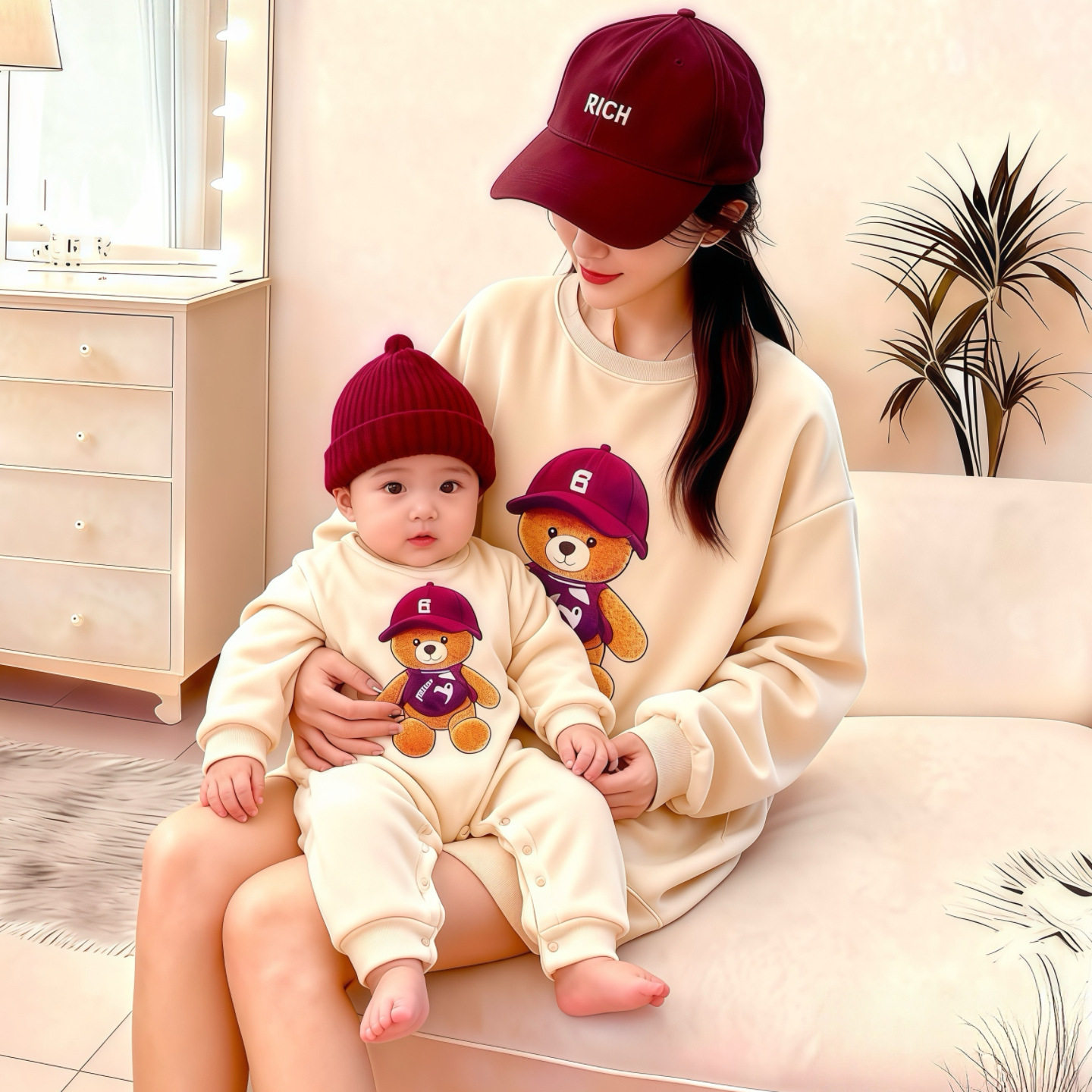 新款亲子装秋冬新款一家三口四口母子母女家庭装2025小熊圆领卫衣,淘宝优惠券,粉丝福利购,淘宝优惠卷