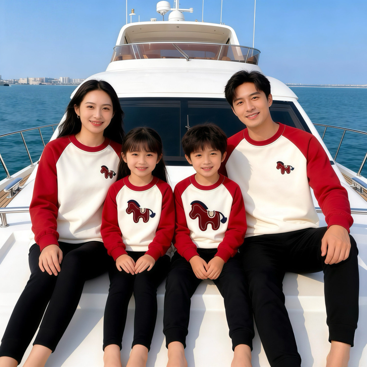 2026马年亲子装一家三口四口新款国潮拼色卫衣喜庆拜年服新春出游,淘宝优惠券,粉丝福利购,淘宝优惠卷