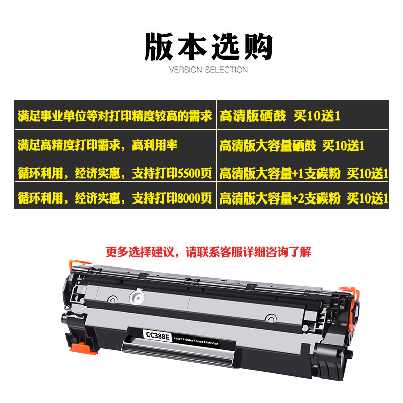 适用88A硒鼓CC388A HP388a M1213nf惠普M1136MFP M126a M202D P1108 P1007 LaserJet P1008 P1106硒鼓墨粉盒 - 图2