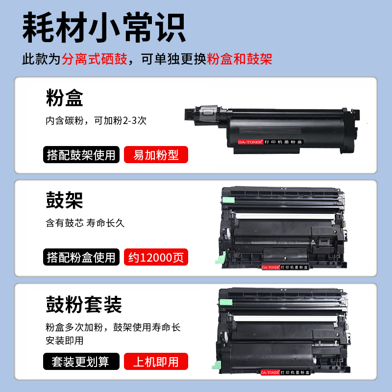 适用兄弟TN-B020 DCP-7530DN B7500D MFC-7700D 7720dn 2000 2050 DCP-B7520DN  DCP-B7535DW打印机硒鼓粉盒 - 图3