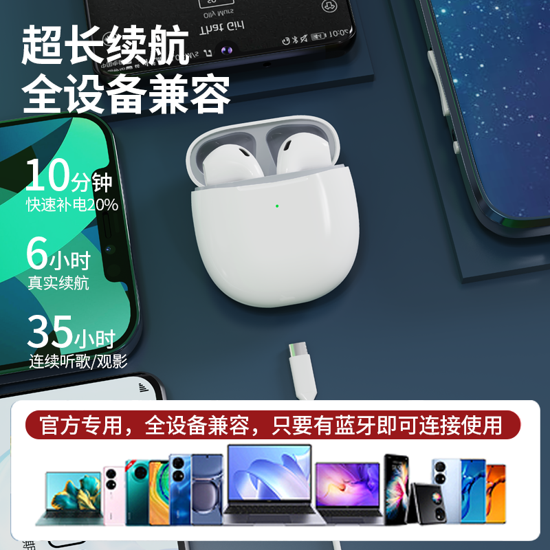 蓝牙耳机真无线2024新款半入耳式高音质官方正品男女降噪超长续航