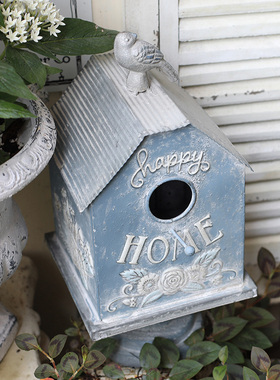 森得源装饰复古花园鸟屋法式摆饰