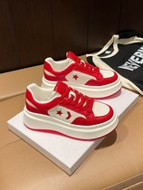 Yang power Tongtong Genuine Leather Red Little White Shoes Woman Spring Autumn Season 2023 New 100 Hitch Super-Fire Thick Bottom Casual Board Shoe Tide