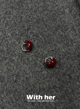 国风红豆串珠叠戴锁骨链耳饰