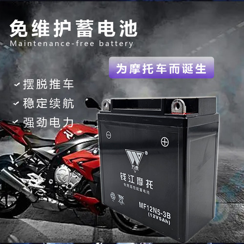 适用摩托车电瓶钱江QJ125跨悦郎悦翎悦梦悦QJ100酷悦蓝宝龙蓄电池 - 图0