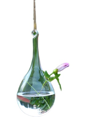 水晶透明玻璃花瓶悬挂式创意水滴型吊球花瓶插花工艺品
