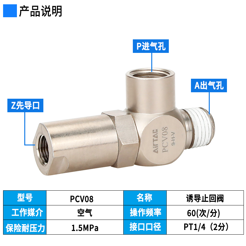 诱导止回阀顺荣/亚德客PCV08/06/10/-15气控单向阀气缸保压阀锁阀 - 图0