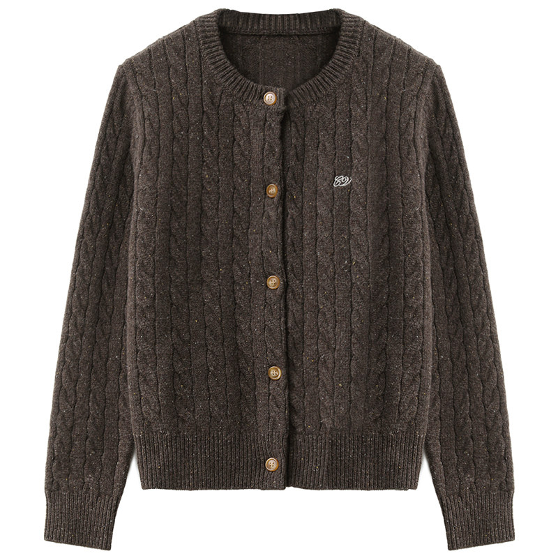 CV大码女装 冬季新款美丽奴荃羊毛针织开衫粗麻花彩点毛衣胖MM女,淘宝优惠券,粉丝福利购,淘宝优惠卷