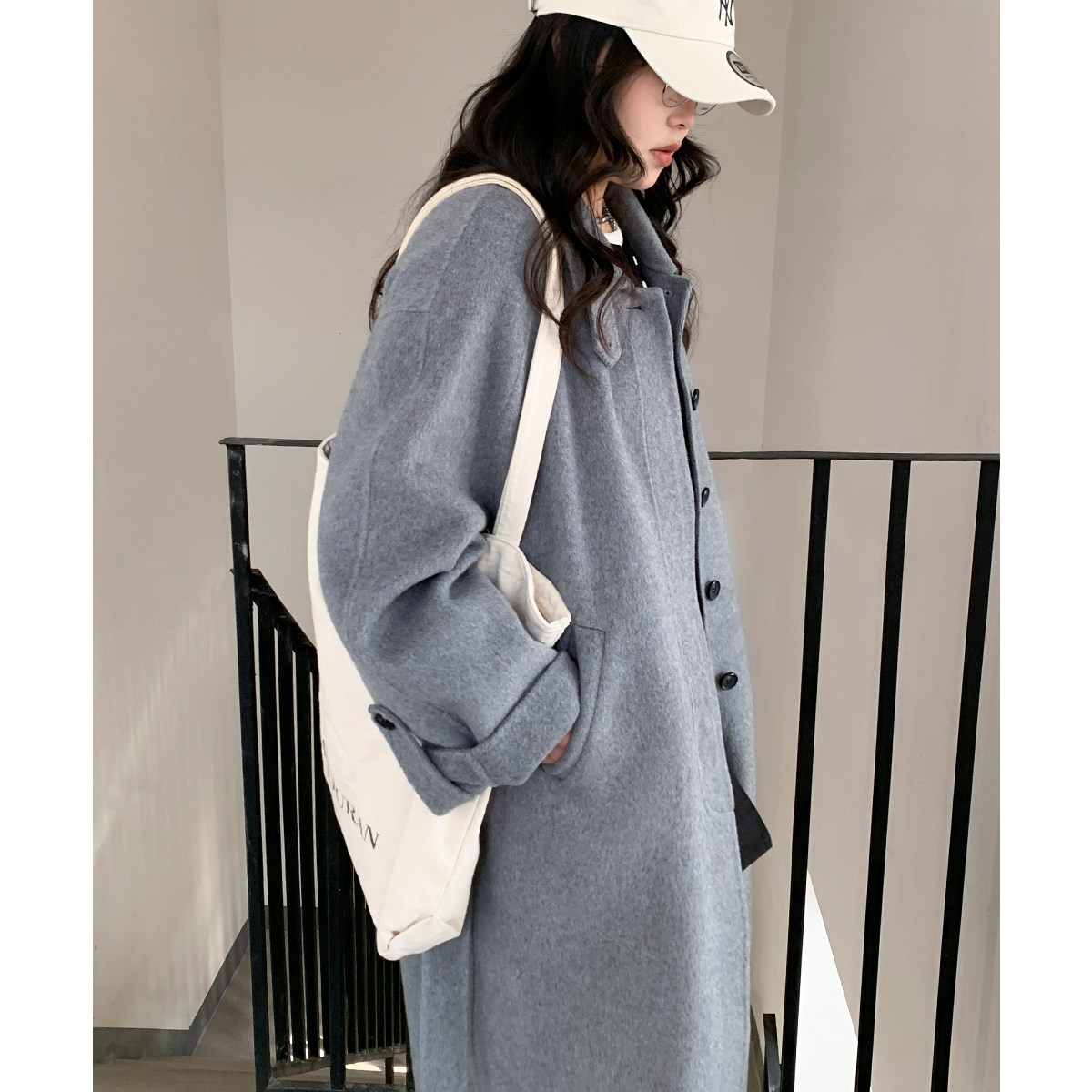 CV大码女装 2025冬季新款翻领长款毛呢外套羊毛双面呢大衣配腰带,淘宝优惠券,粉丝福利购,淘宝优惠卷