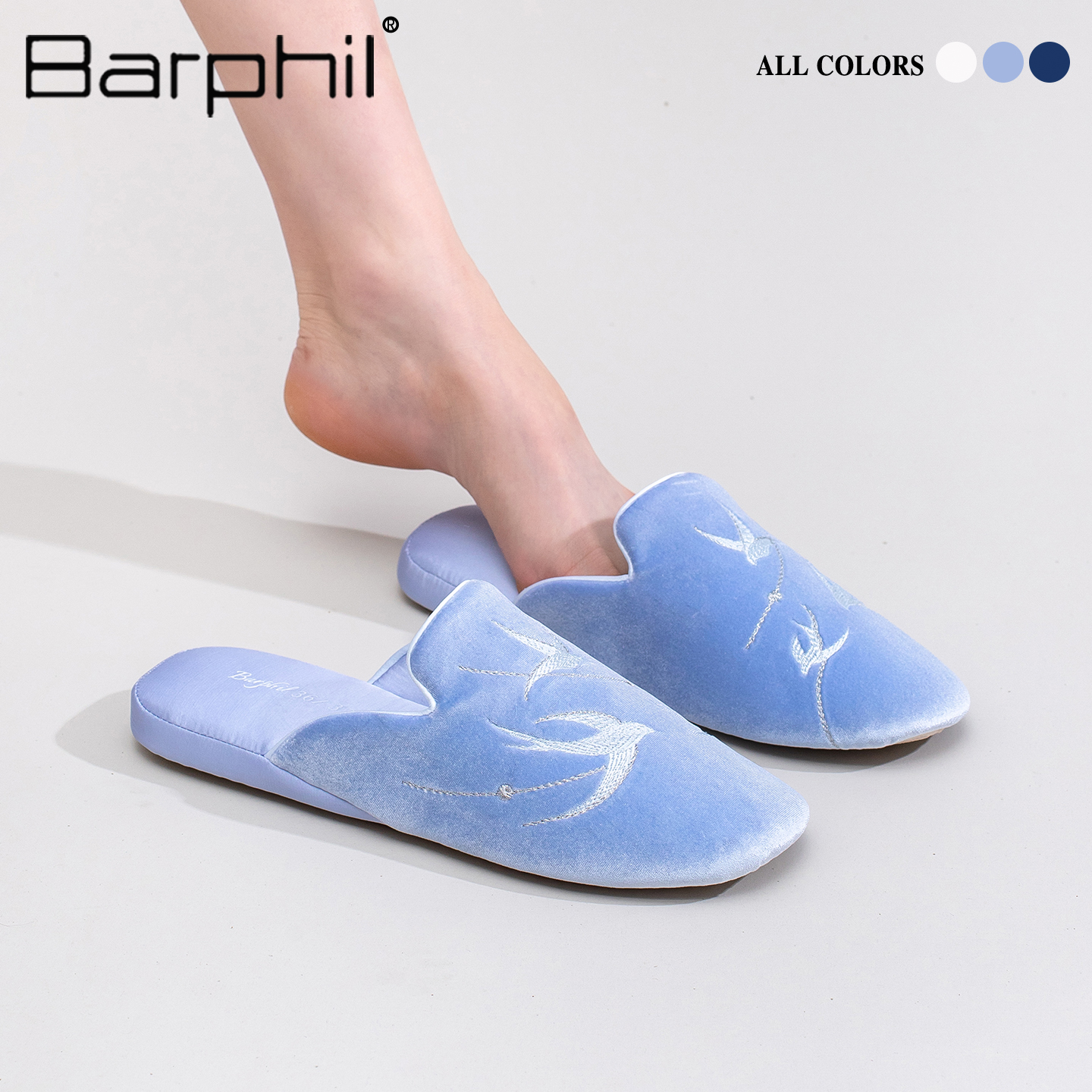 Barphil拖鞋女2025春秋新款室内家居防滑包头软底刺绣静音新中式 - 图2