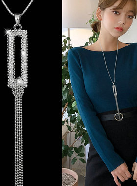 长款时尚风几何流苏挂件装饰项链