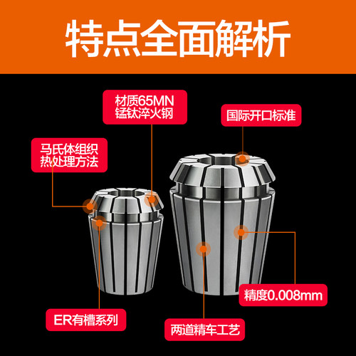 高精密ER夹头筒夹加工中心CNC夹头雕刻机夹头弹性夹心 ER32 25 20 - 图2