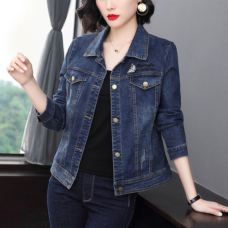 2020新款短款牛仔宽松妈妈牛仔衣 柳晶服饰短外套