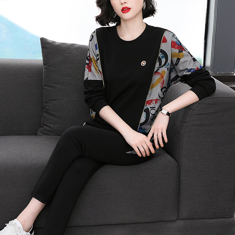 年轻妈妈秋装休闲运动套装宽松洋气 柳晶服饰中老年女装