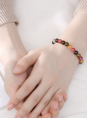 老矿料碧玺单圈手链女