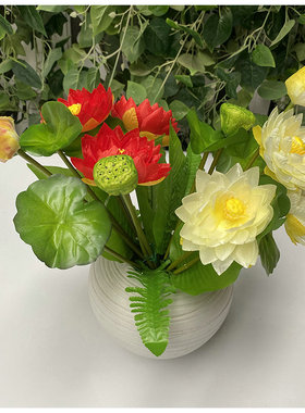 9头小荷花仿真花把束摆件T舞台花