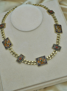 兰迪德诺复古玛瑙菱形项链