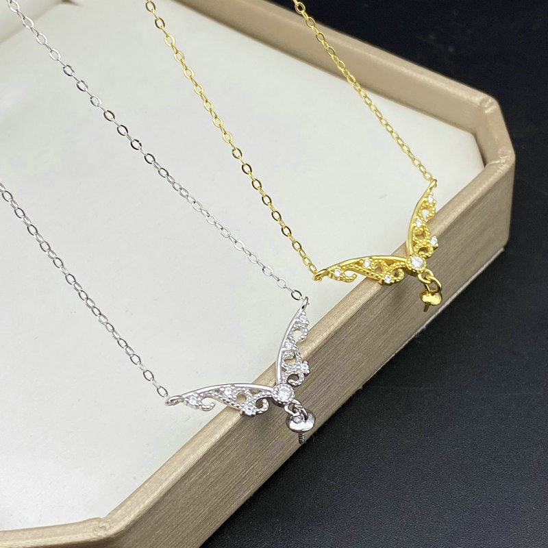 源头工厂价s925纯银珍珠项链蝴蝶吊坠托带链子diy手工半成品饰品,淘宝优惠券,粉丝福利购,淘宝优惠卷