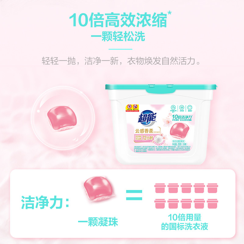 【肖战同款】超能云感香柔洗衣凝珠香味持久防串色108颗旗舰店