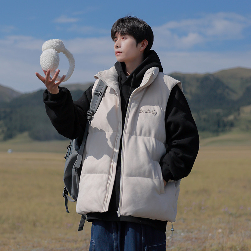 迈特优麂皮绒立领棉衣马甲男秋冬季2025新款无袖坎肩棉服背心外套,淘宝优惠券,粉丝福利购,淘宝优惠卷