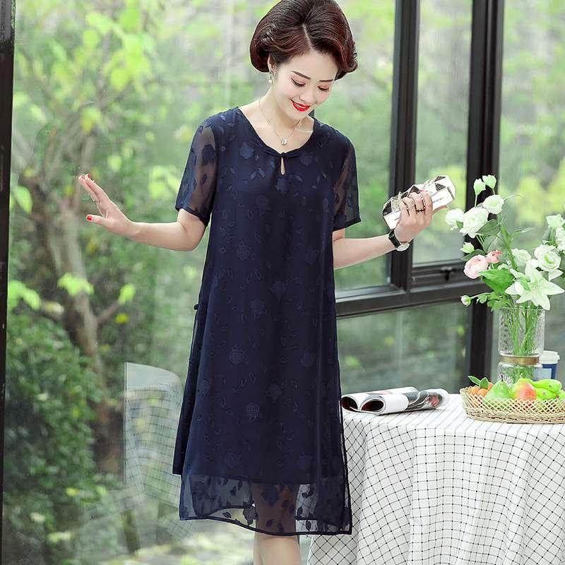 Middle-aged and elderly women&#39;s long dress summer sh - 图1