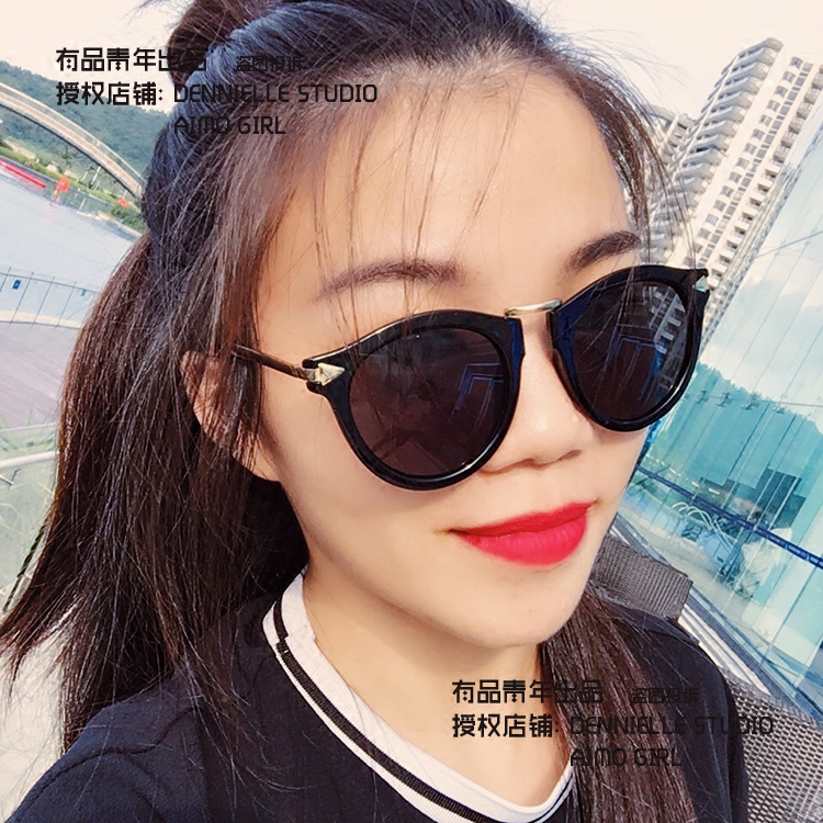 新款花色玻璃太阳镜复古开车箭头女小脸时尚潮明星款圆脸墨镜 2018 新款花色玻璃太阳镜复古开车箭头女小脸时尚潮明星款圆脸墨镜 2018