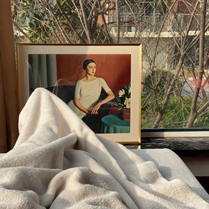 【优雅lady】铝合金框留白卡纸画美式复古小众北欧装饰画现代人物